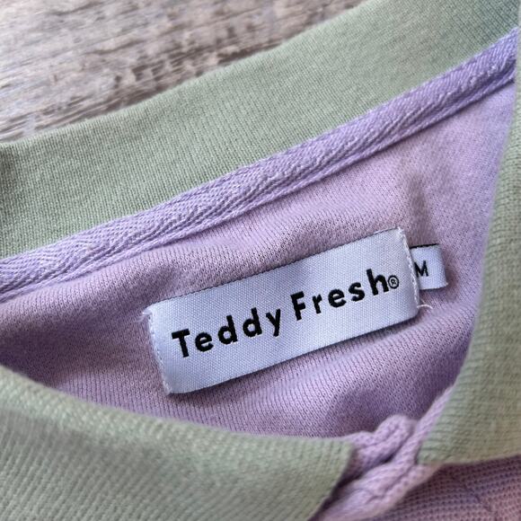 Teddy Fresh Colorblock Polo Long Sleeve Shirt Pastel Lavender Mint Yellow M - Picture 8 of 8